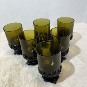 Vintage Tiffin Franciscan Madeira Avocado green glass water goblets